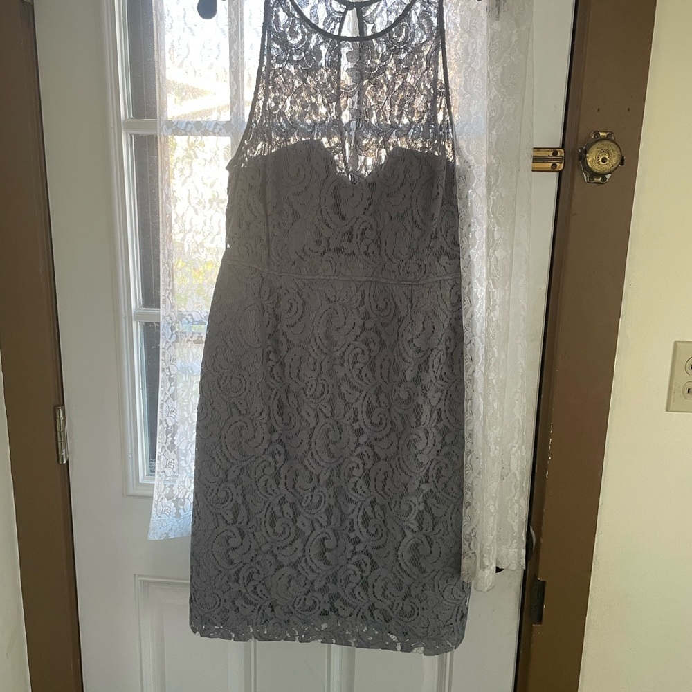 Elegant Grey Lace Dress